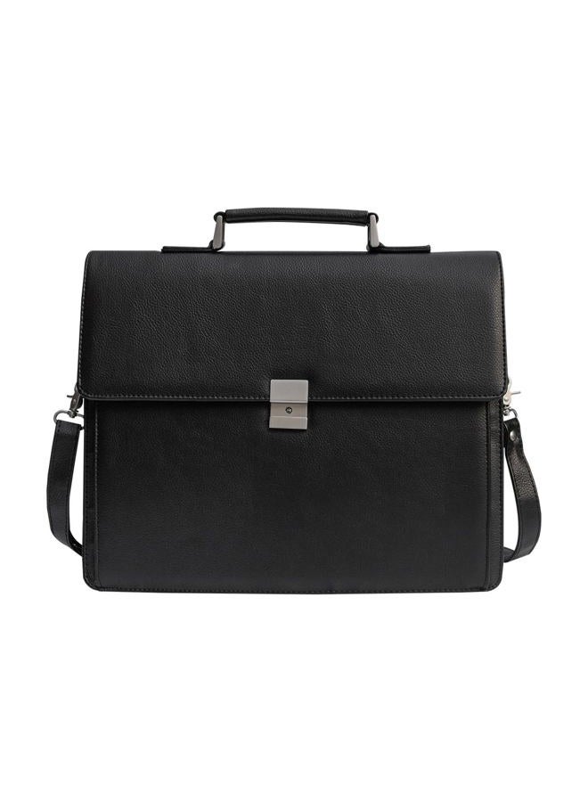 VOYLUX Mens Leather Briefcases Office Attorney Student Attache Case Messenger Bag w/Padded Compartment for 15.6" Laptop, Black, Black - Image 1