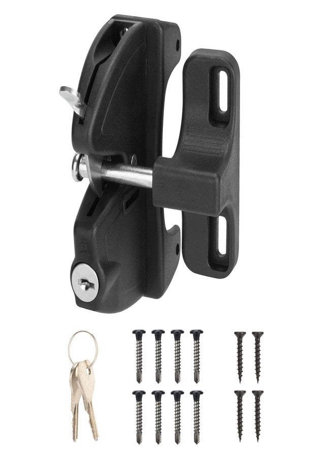 HILLMASTER Key Lockable 2 Sided Gate Latch Key,Gate Gravity Latch Gate Fence Lock for Outdoor Gates,Locking Gate Door Lock Fence Latch Gate Hardware for Metal,Wood,Vinyl Fence,Black Finish - Image 1