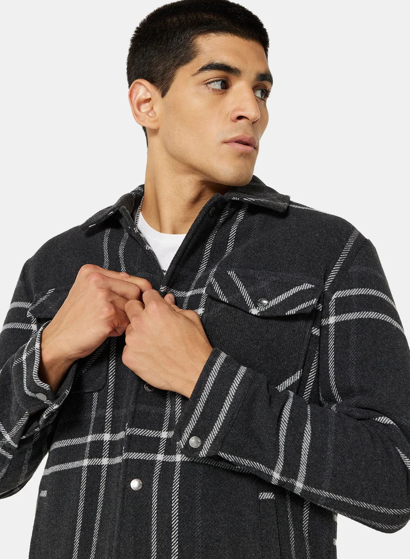 Only & Sons Plaid Oversized Collared Jacket