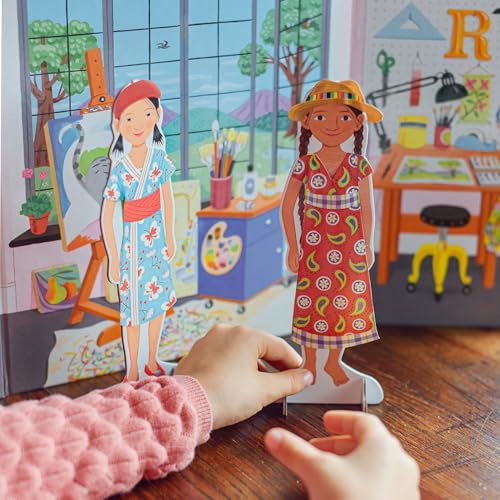 eeBoo: Musician and Artist Paper Doll Reusable Set, comes with a 2 Sided Stand-up Scene, Heavy Duty board, Perfect for Ages 5 and up - Image 2
