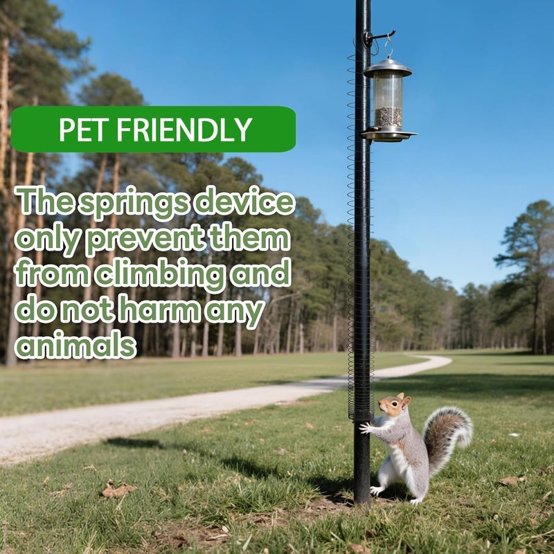 Foneso Squirrel Proof Spring Device, Large Size 2.7in Metal Squirrel Baffle Barrier Spring Guard, Hanging Spring Type Coil Garden Accessories for Outdoor Bird Feeder Poles Protects - Image 3