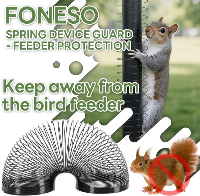 Foneso Squirrel Proof Spring Device, Large Size 2.7in Metal Squirrel Baffle Barrier Spring Guard, Hanging Spring Type Coil Garden Accessories for Outdoor Bird Feeder Poles Protects - Image 4