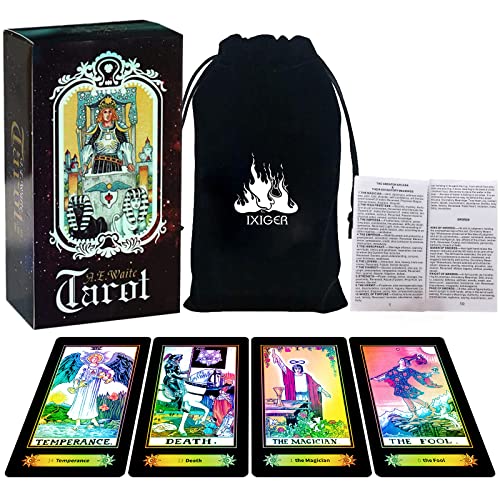 IXIGER Tarot Cards with Guide Book and Gift Bag Classic 78 Card Deck for Beginners and Experts - Image 1