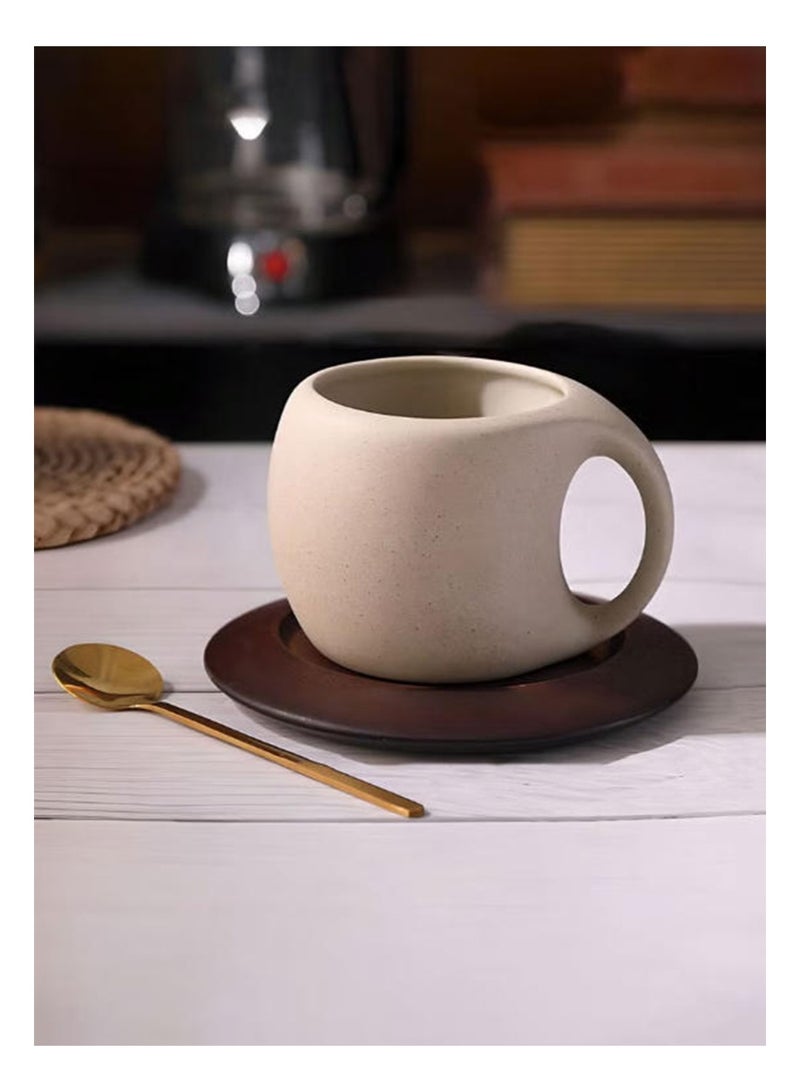 Aikanbo Retro Ceramic Coffee Cup set，Microwave Safe，Heat Resistant，and Stylish Design (cup + spoon + saucer) - Image 5