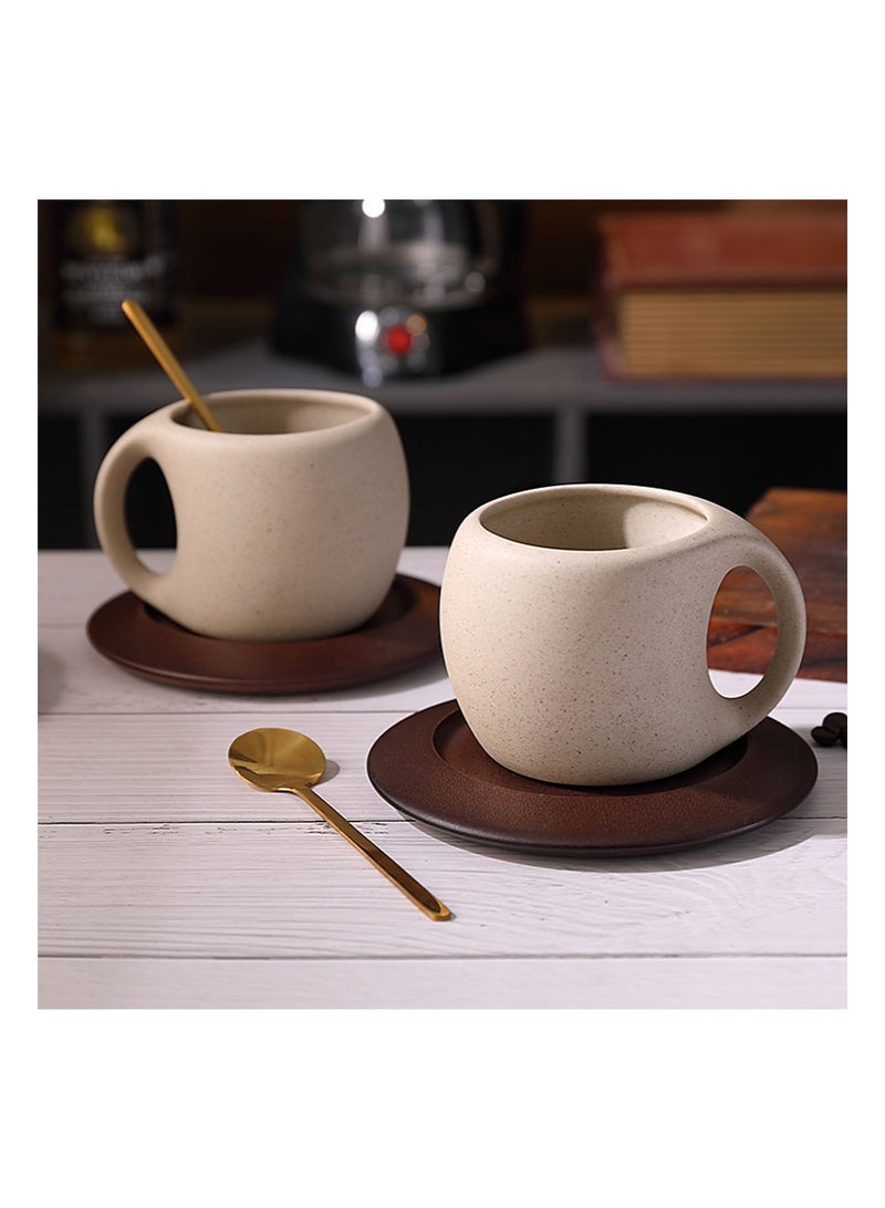 Aikanbo Retro Ceramic Coffee Cup set，Microwave Safe，Heat Resistant，and Stylish Design (cup + spoon + saucer) - Image 3