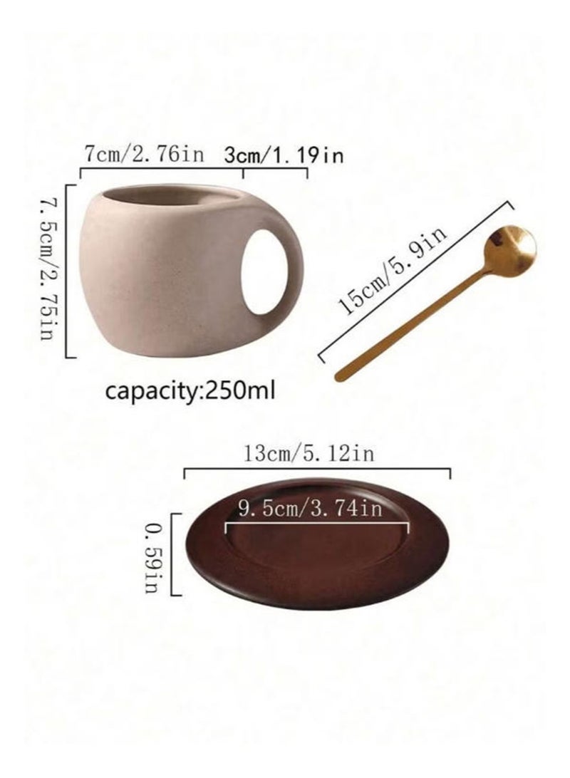 Aikanbo Retro Ceramic Coffee Cup set，Microwave Safe，Heat Resistant，and Stylish Design (cup + spoon + saucer) - Image 2