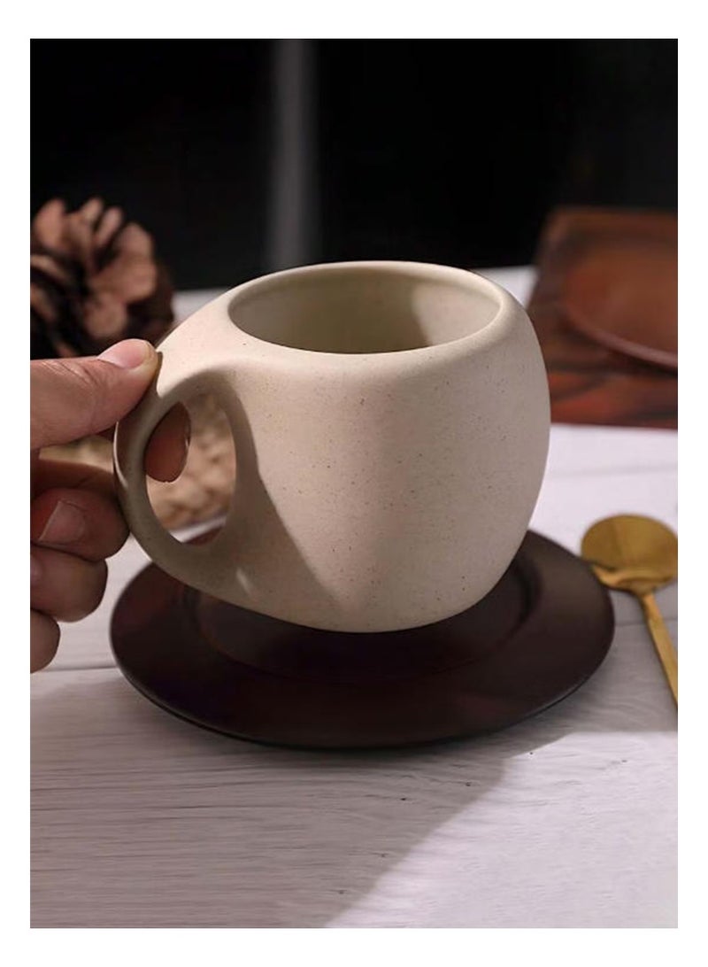 Aikanbo Retro Ceramic Coffee Cup set，Microwave Safe，Heat Resistant，and Stylish Design (cup + spoon + saucer) - Image 4