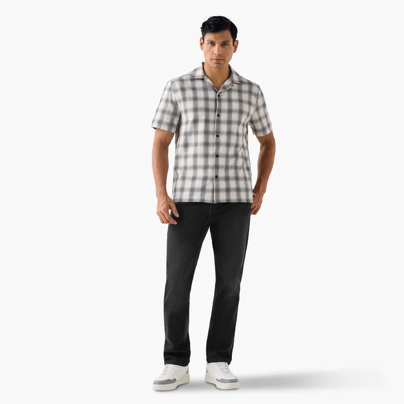 Splash FAV Regular Fit Checked Seersucker Resort Shirt
