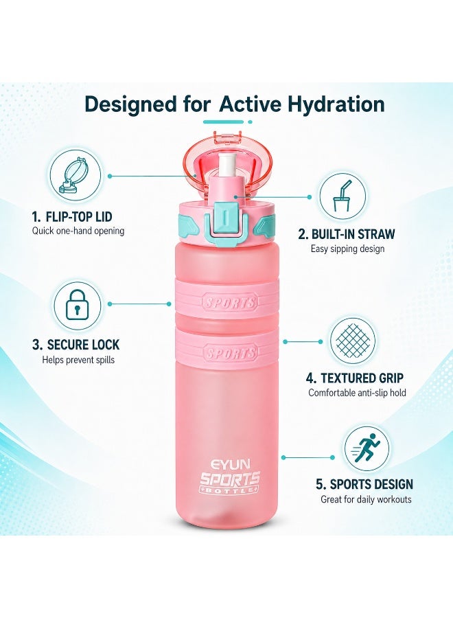 Sports water bottle with straw unisex leakproof bpa free for outdoor school gym and office 950ml pink - Image 3