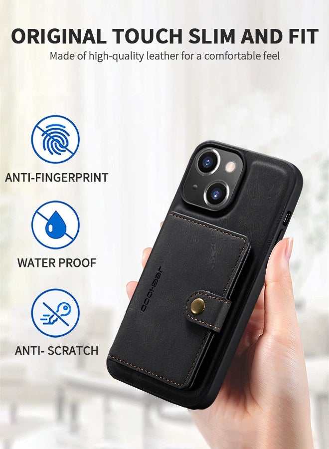 GROIC جراب مصمم لهاتف iPhone 14 Plus وiPhone 14 Max مقاس 6.7 بوصة مصنوع من جلد البولي يوريثان مع حامل خلفي مغناطيسي قابل للفصل وفتحات حامل بطاقات وغطاء واقٍ مقاوم للصدمات - Image 2