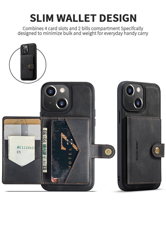 GROIC جراب مصمم لهاتف iPhone 14 Plus وiPhone 14 Max مقاس 6.7 بوصة مصنوع من جلد البولي يوريثان مع حامل خلفي مغناطيسي قابل للفصل وفتحات حامل بطاقات وغطاء واقٍ مقاوم للصدمات - Image 4