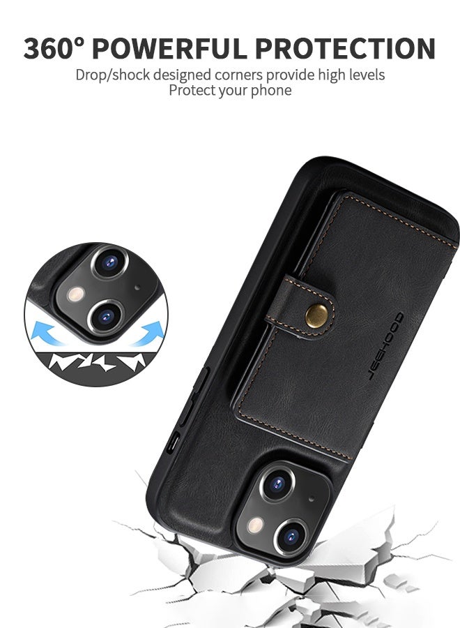 GROIC جراب مصمم لهاتف iPhone 14 Plus وiPhone 14 Max مقاس 6.7 بوصة مصنوع من جلد البولي يوريثان مع حامل خلفي مغناطيسي قابل للفصل وفتحات حامل بطاقات وغطاء واقٍ مقاوم للصدمات - Image 5