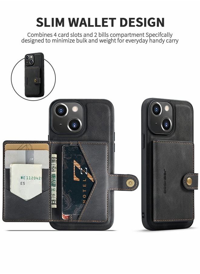 GROIC Design for iPhone 14 Plus IPhone 14 Max Case 6.7 Inch PU Leather Wallet Shell Detachable Magnetic Back Kickstand Card Holder Slots Shockproof Protective Cover  - Image 4