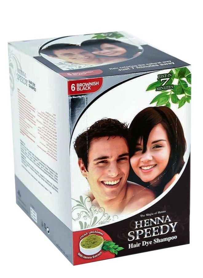 Henna Speedy Hair Dye Shampoo Brownish Black 12 X 30ml  - Image 1