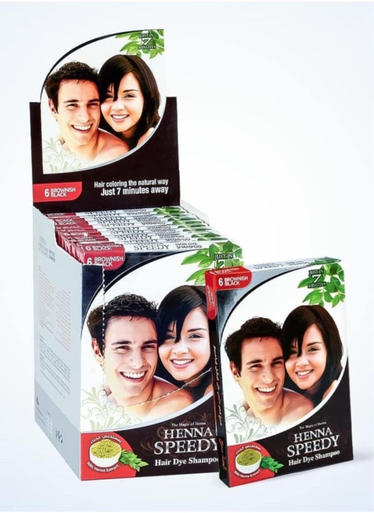 Henna Speedy Hair Dye Shampoo Brownish Black 12 X 30ml  - Image 2
