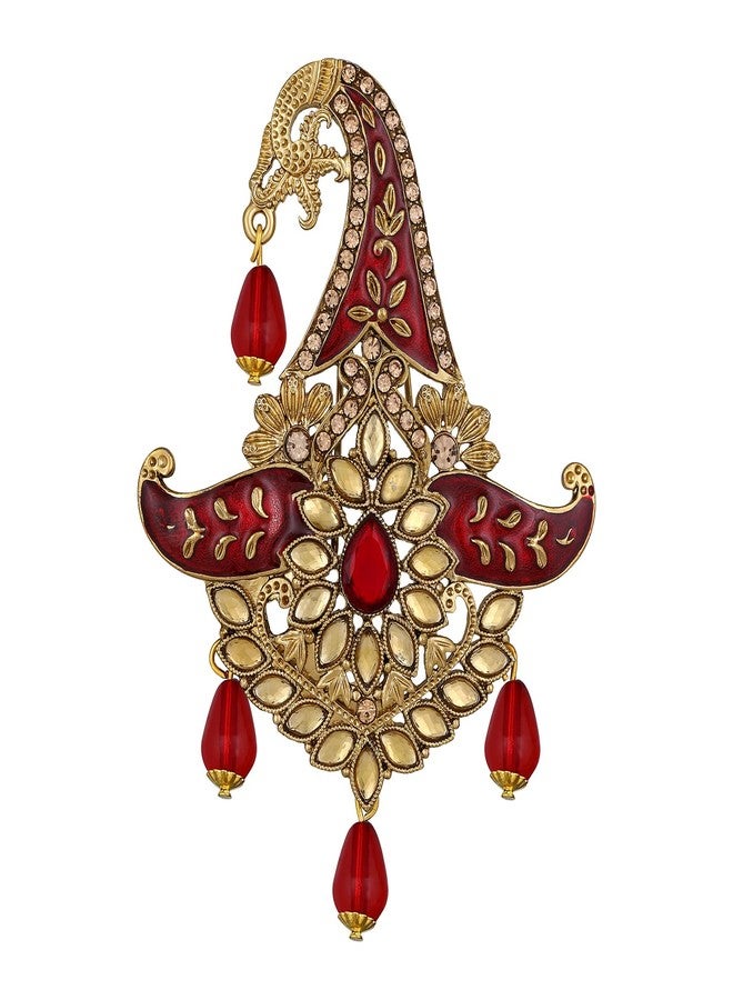 Mahi بروش كالنجي أحمر وأبيض مرصع بكريستالات ماهي للعريس/الرجال (KL1001010G) - Image 2