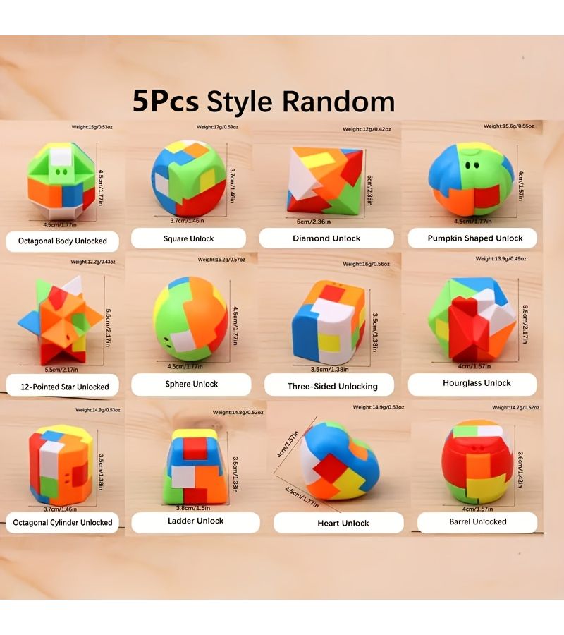 5pcs 3D Puzzle Luban Lock Keychain Educational Toys Bulk - Image 3