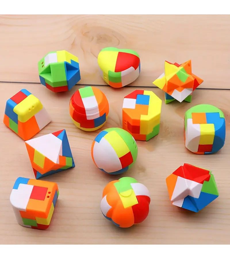 5pcs 3D Puzzle Luban Lock Keychain Educational Toys Bulk - Image 1