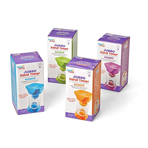 hand2mind Jumbo 1, 2, 5, and 10 Minute Sand Timer Set with Soft Rubber End Caps, Hourglass Timer, Visual Timer for Toddlers, Calm Down Corner, Time Out Timer, Large Classroom Timer (Set of 4) - Image 5