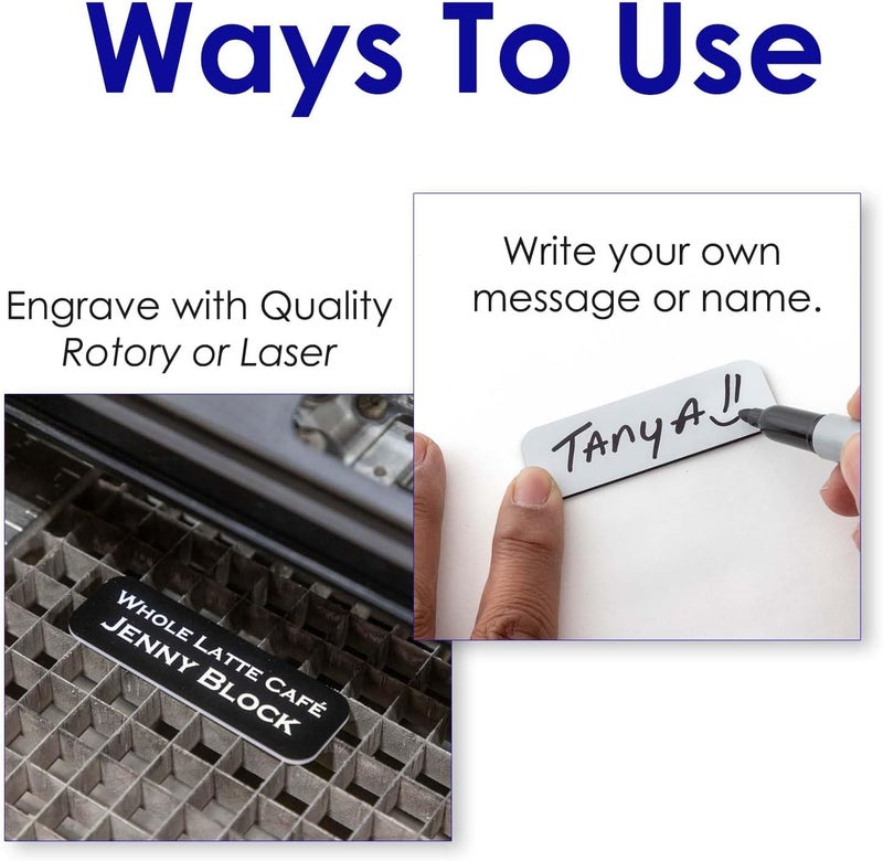 All Quality Name Tag/Badge Blanks - 25 Pack - White 1-1/2" X 3", Round Corners, Pin - Image 2