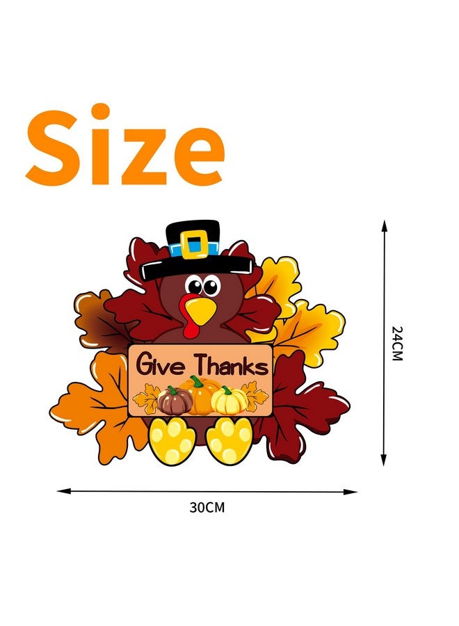 PAMBO Give Thanks Turkey Door Hanging Decoration SIgns, Thanksgiving Hanging Signs for Wreath Office Fall Farmhouse Door Outdoor - Image 3