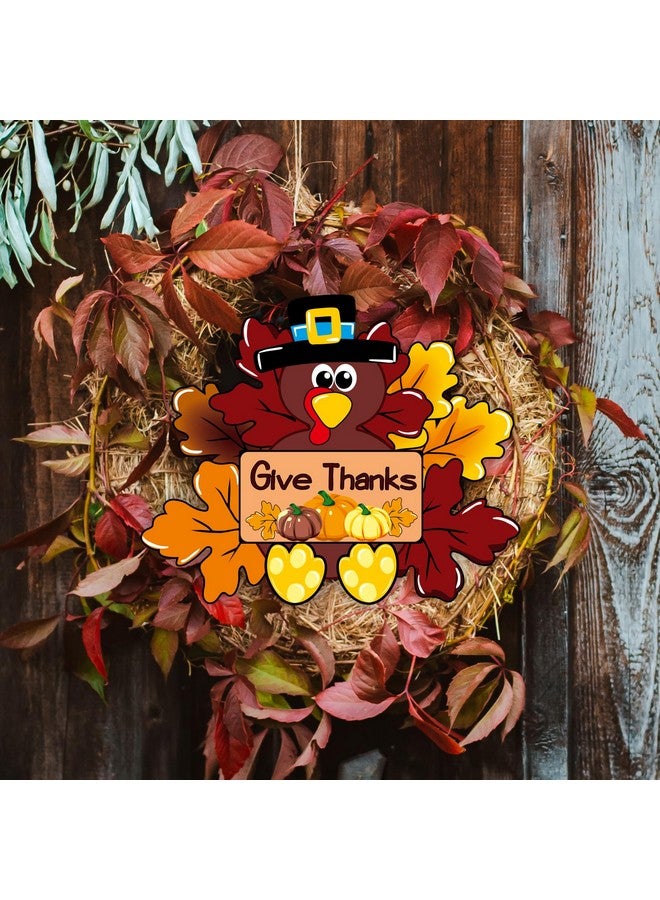 PAMBO Give Thanks Turkey Door Hanging Decoration SIgns, Thanksgiving Hanging Signs for Wreath Office Fall Farmhouse Door Outdoor - Image 2