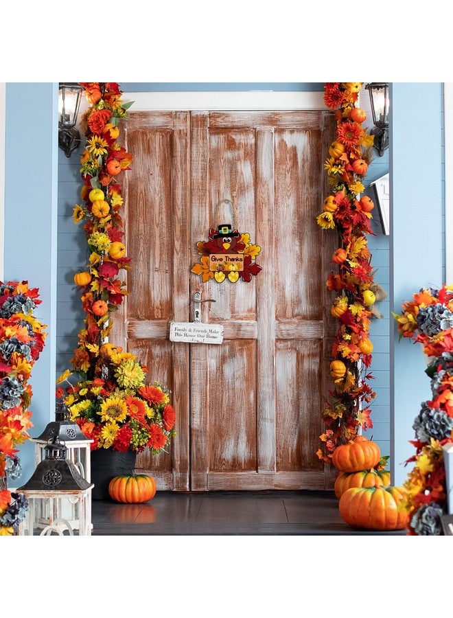 PAMBO Give Thanks Turkey Door Hanging Decoration SIgns, Thanksgiving Hanging Signs for Wreath Office Fall Farmhouse Door Outdoor - Image 5