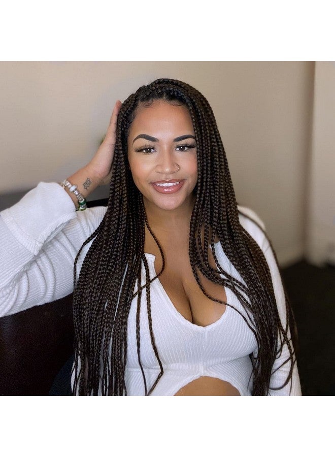 Chicmoi 24 Inch Crochet Box Braids Pre Looped Dark Brown Box braid Crochet Hair 144 Strands 1/3 Inch Wide Small Box Braids Crochet Braids Hair for Black Women (24 inch box braids 6 pack, 4#) - Image 1