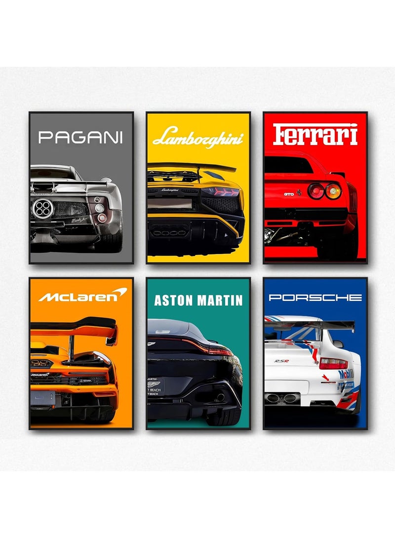 Today Idea Car Posters Supercar Poster Art Prints For Walls Vintage Racing Car Wall Art For Boys Bedroom(Unframe,8x12inch,6pcs) - Image 1
