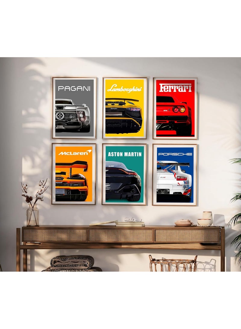 Today Idea Car Posters Supercar Poster Art Prints For Walls Vintage Racing Car Wall Art For Boys Bedroom(Unframe,8x12inch,6pcs) - Image 2