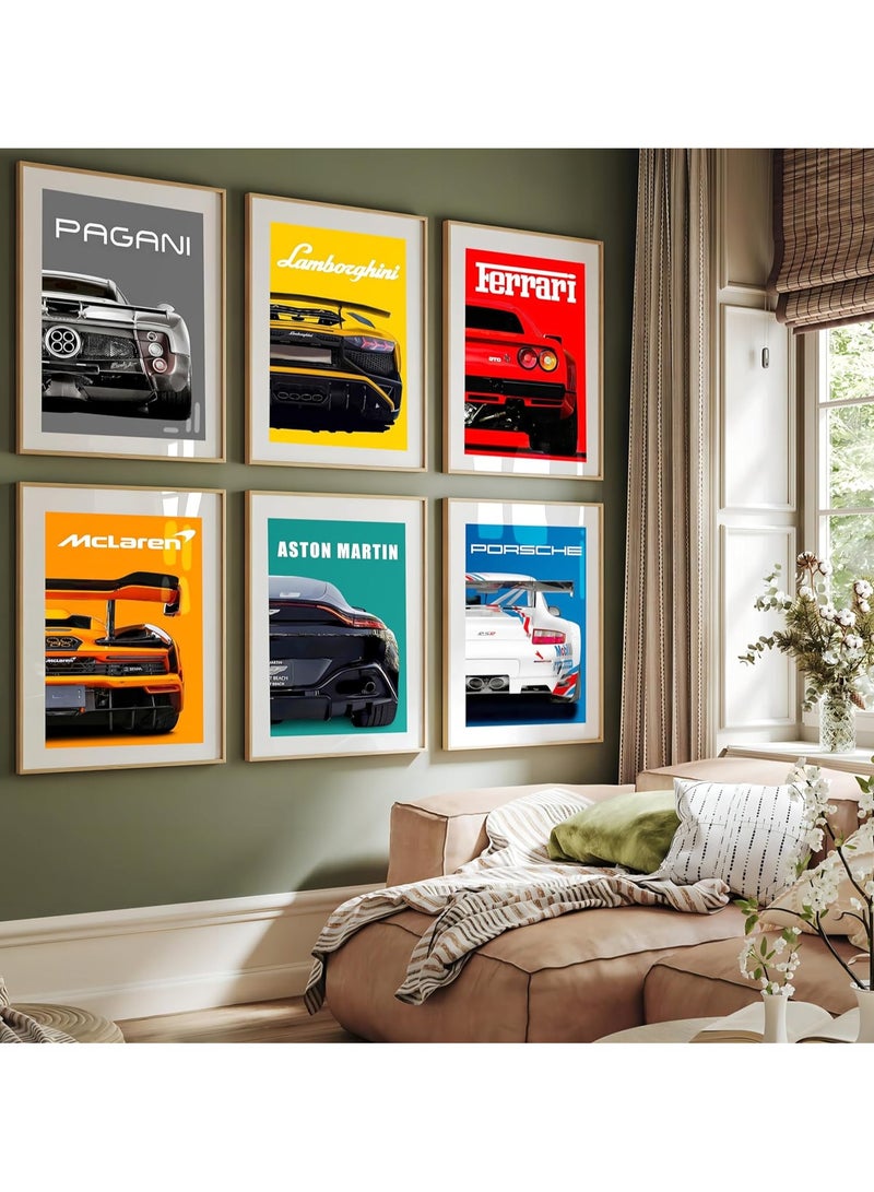 Today Idea Car Posters Supercar Poster Art Prints For Walls Vintage Racing Car Wall Art For Boys Bedroom(Unframe,8x12inch,6pcs) - Image 3