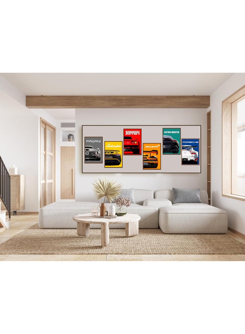 Today Idea Car Posters Supercar Poster Art Prints For Walls Vintage Racing Car Wall Art For Boys Bedroom(Unframe,8x12inch,6pcs) - Image 4