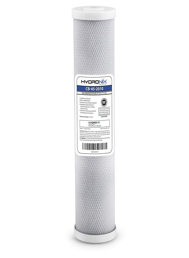 Hydronix CB-45-2010 Whole House, Commercial & Industrial NSF Coconut Carbon Block Water Filter, 4.5" x 20" - 10 Micron