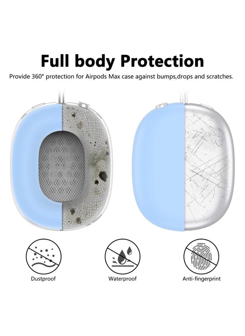 AROAQ - 3 Pieces Silicone Case Suitable for Apple AirPods Max Headphones Anti-Scratch Ear Cups Cover Headband Cover and Ear Pad Protector Cases Skin Accessories (Blue) - Image 1