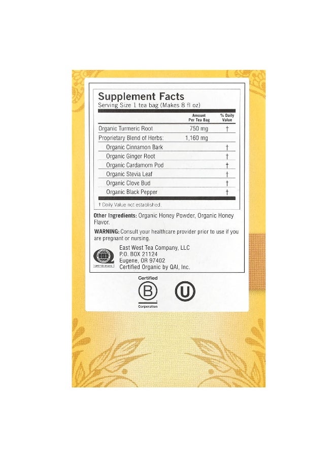 Yogi Tea Yogi Tea, Turmeric Vitality, Honey Chai, Caffeine Free, 16 Tea Bags, 1.12 oz (32 g)  - Image 2