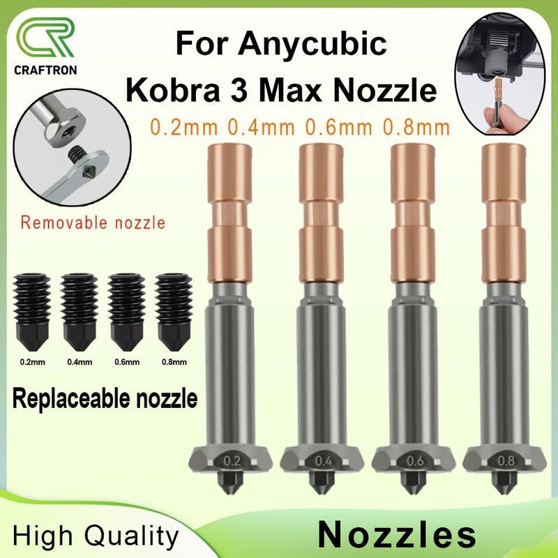 0.2mm Bimetallic Hardened Nozzle Kit For 3D Printer Upgrade Hotend Kobra 3 Max - Image 1