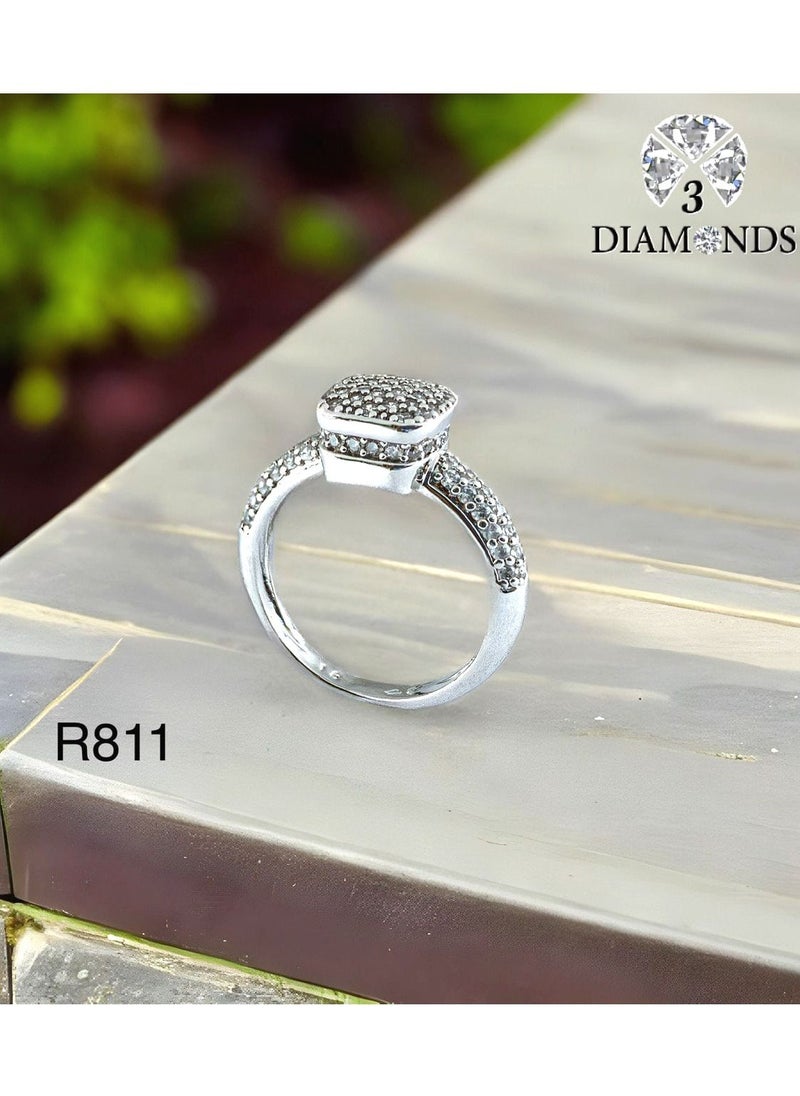 3Diamonds - Platinum Plated Ring For Women With Zircon Stone - Silver - Image 1