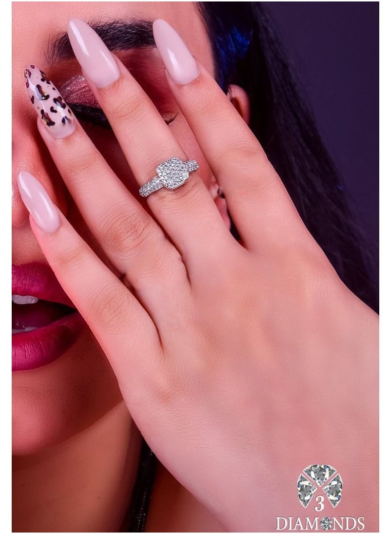 3Diamonds - Platinum Plated Ring For Women With Zircon Stone - Silver - Image 1