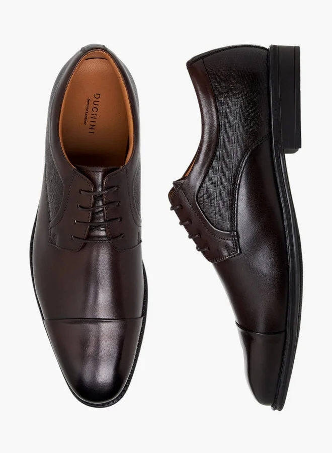 DUCHINI Men Lace-Up Leather Derby Shoes