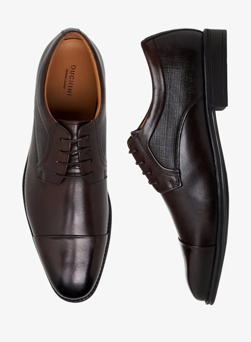 DUCHINI Men Lace-Up Leather Derby Shoes