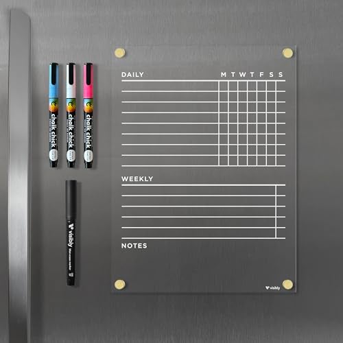 Visibly Magnetic Acrylic Chore Chart for Fridge, Includes 4 magnetic wet-erase markers for Refrigerator, 9" X 12". Put those kids to work! - Image 2