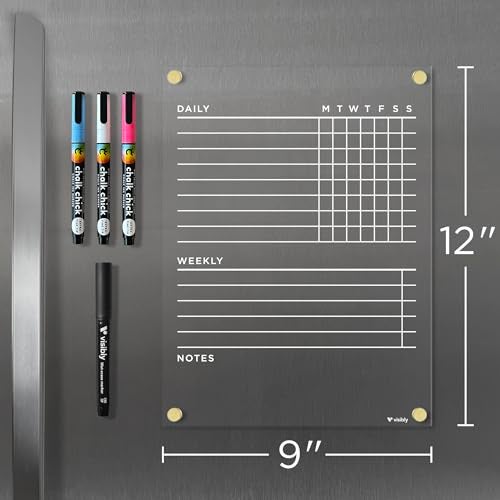 Visibly Magnetic Acrylic Chore Chart for Fridge, Includes 4 magnetic wet-erase markers for Refrigerator, 9" X 12". Put those kids to work! - Image 3