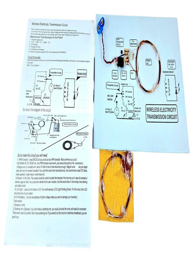 StepsToDo Wireless Electricity Transmission Project Kit | DIY Model of Wireless Power Transfer by Mutual Induction for Class 12 Physics Student with Coils LED Demo and STEM Instruction Guide - Image 1
