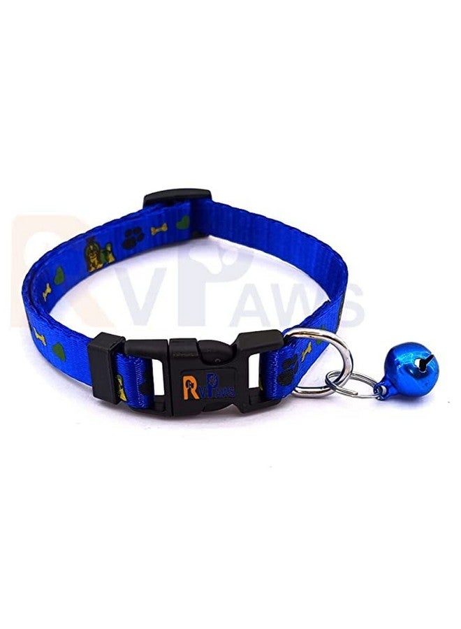 طوق قابل للتعديل بطول 15 مم مطبوع عليه مخلب الحيوانات الأليفة مع أجراس من النايلون الناعم للكلاب الصغيرة والجراء والقطط (أزرق) - Image 1