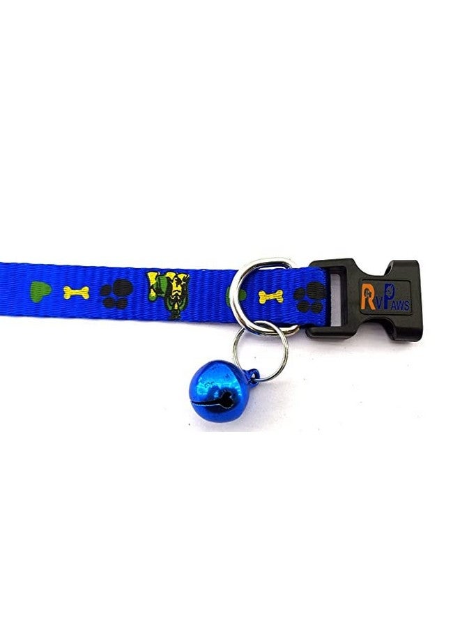 طوق قابل للتعديل بطول 15 مم مطبوع عليه مخلب الحيوانات الأليفة مع أجراس من النايلون الناعم للكلاب الصغيرة والجراء والقطط (أزرق) - Image 5