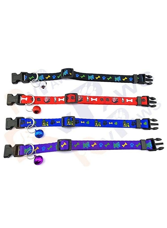 طوق قابل للتعديل بطول 15 مم مطبوع عليه مخلب الحيوانات الأليفة مع أجراس من النايلون الناعم للكلاب الصغيرة والجراء والقطط (أزرق) - Image 3