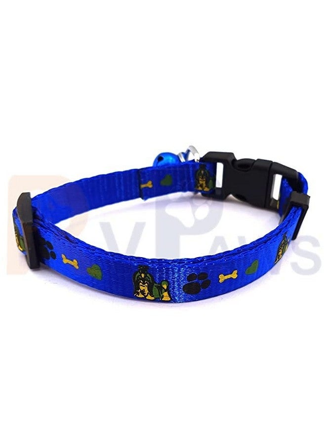 طوق قابل للتعديل بطول 15 مم مطبوع عليه مخلب الحيوانات الأليفة مع أجراس من النايلون الناعم للكلاب الصغيرة والجراء والقطط (أزرق) - Image 2