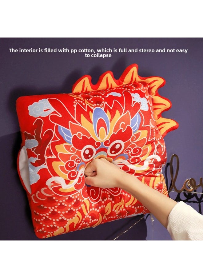 2024 Dragon Year Mascot Pillow Blanket Three-in-One Annual Meeting Gift Home Decoration Gift Plush Toy-Specifications:35*35cm-Color:Hand-warming Pillow  - Image 4