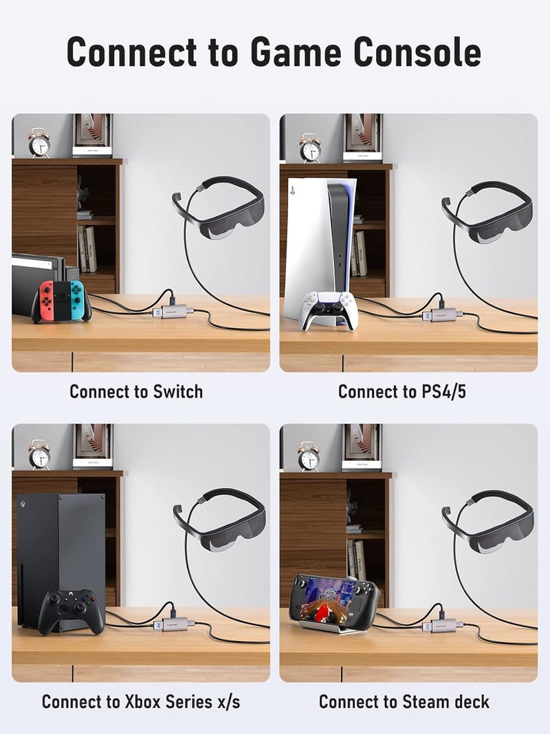 محول HDMI إلى USB C، محول USB C HDMI بدقة 4K@30Hz مناسب لـ Nreal Air، Rokid Air، Thunderbird AR، GRAWOOW، Switch، Steam Deck، PS4/5، Xbox، شاشات العرض، وغيرها - Image 2