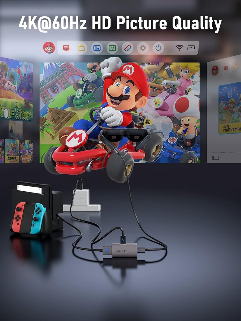 محول HDMI إلى USB C، محول USB C HDMI بدقة 4K@30Hz مناسب لـ Nreal Air، Rokid Air، Thunderbird AR، GRAWOOW، Switch، Steam Deck، PS4/5، Xbox، شاشات العرض، وغيرها - Image 3